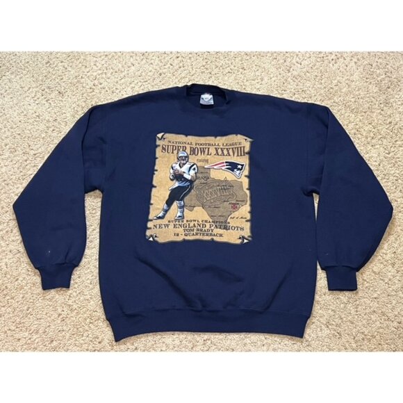 Tom Brady New England Patriots Super Bowl Vintage Crewneck Sweatshirt Size Large - Picture 1 of 6